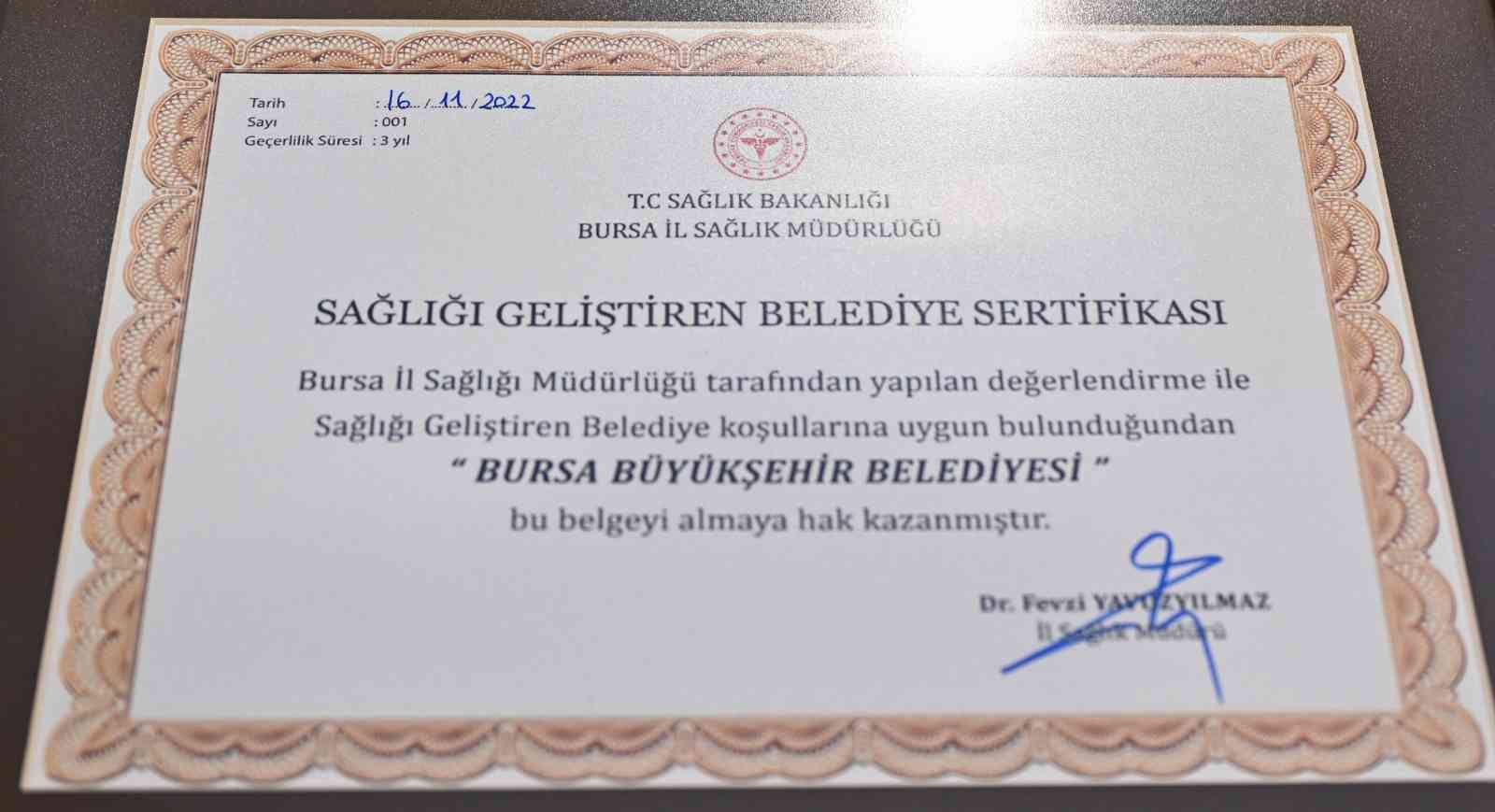 Sağlığı geliştiren ilk Büyükşehir, Bursa oldu