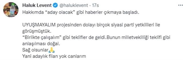 Şarkıcı Haluk Levent, milletvekili adayı olacağı iddiasını yalanladı