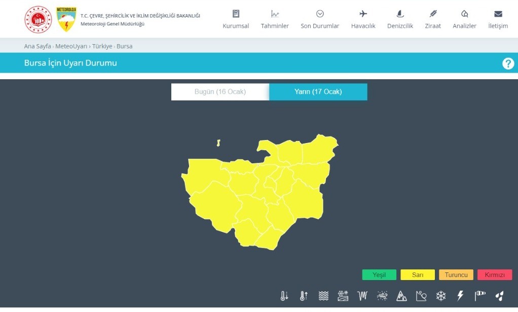 Meteorolojiden Bursa için son dakika uyarısı