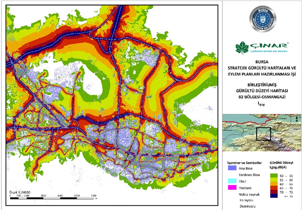 Bursa’nın gürültüsü haritalara işlendi