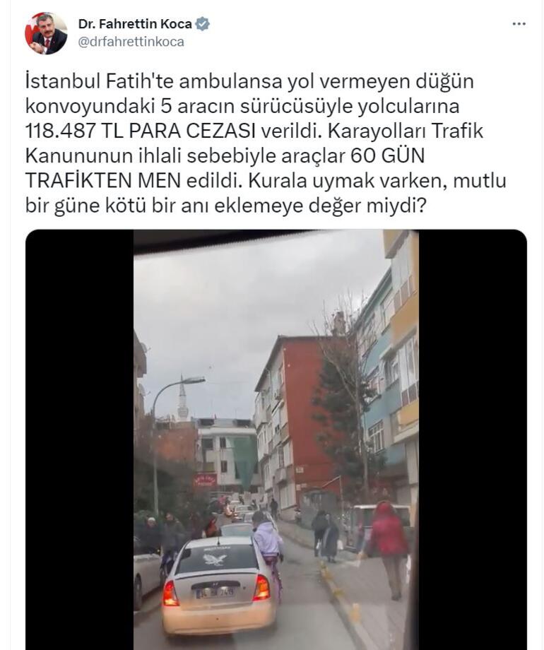 Bakan Koca: Ambulansa yol vermeyenlere 118 bin TL ceza uygulandı