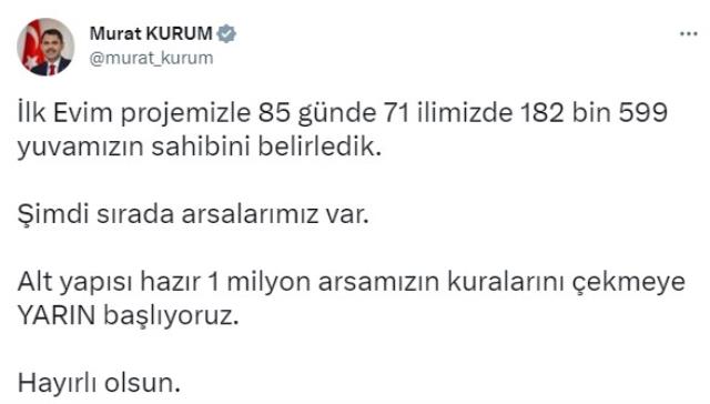 Faiz yok, taksitler sabit! TOKİ, 1 milyon arsa için kura çekimine yarın başlıyor