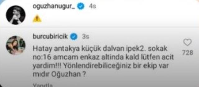 Hatay'da depremlerde amcası enkaz altında kalan oyuncu Burcu Biricik, yardım çağrısında bulundu