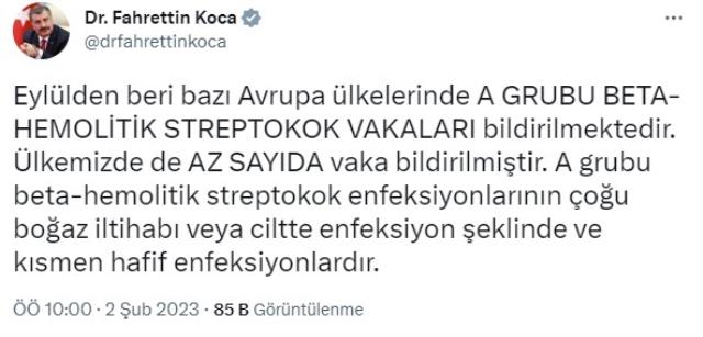 Vaka sayısı artan Strep-A ile ilgili Bakan Koca'dan uyarı: Çocuğunuzda bu belirtiler varsa 112 Acil'i arayın