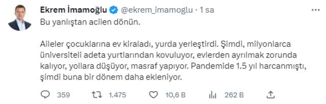 Ekrem İmamoğlu'ndan iktidara 