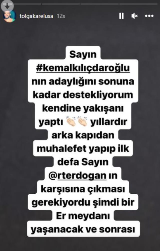 Oyuncu Tolga Karel, cumhurbaşkanlığı adayını açıkladı