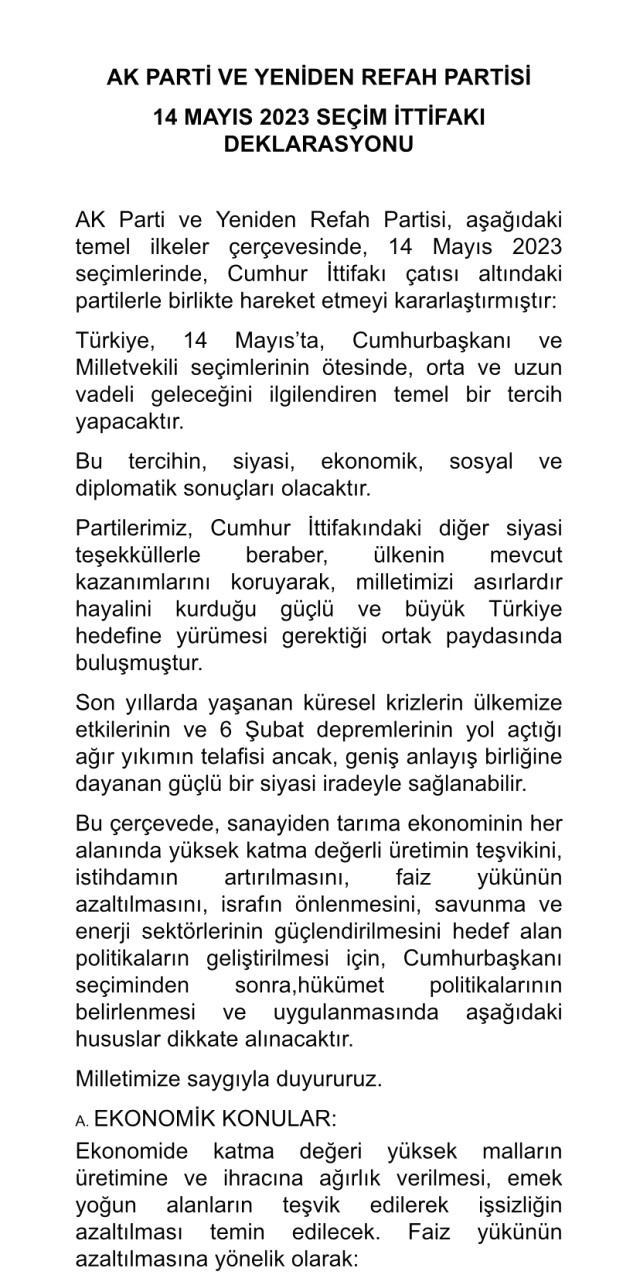 AK Parti ve Yeniden Refah Partisi'nin ittifak protokolü ortaya çıktı! 6284 kanunu şartında yumuşatmaya gidildi