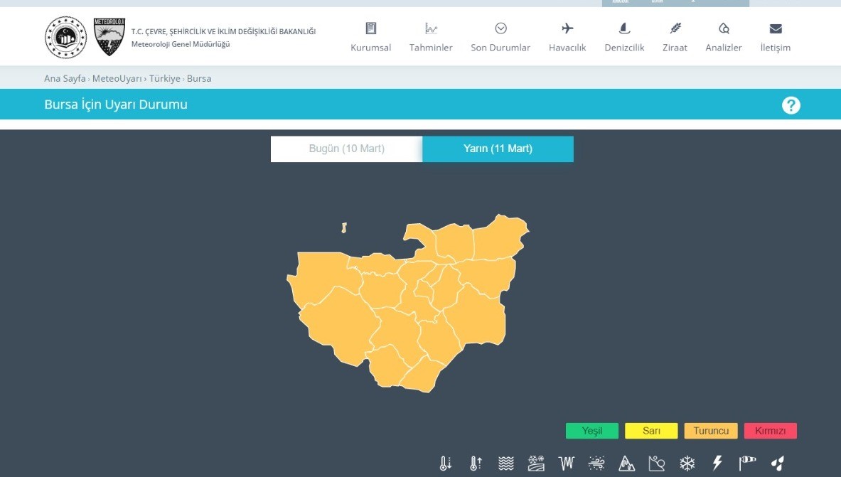 Bursa için fırtına uyarısı