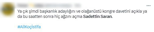 Kazan kaldırdılar! Ali Koç'u istemeyen Fenerbahçe taraftarı, Sadettin Saran'ı göreve çağırdı