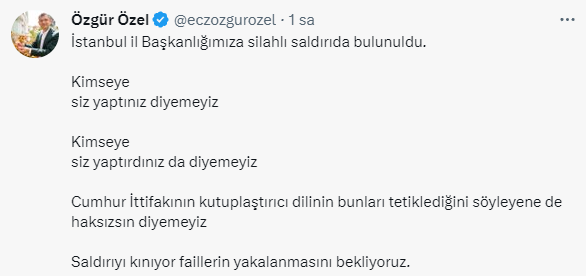 İstanbul Valiliği'nden CHP binasına saldırı iddiasıyla ilgili açıklama: Bir araçtan havaya ateş edildiği belirlendi