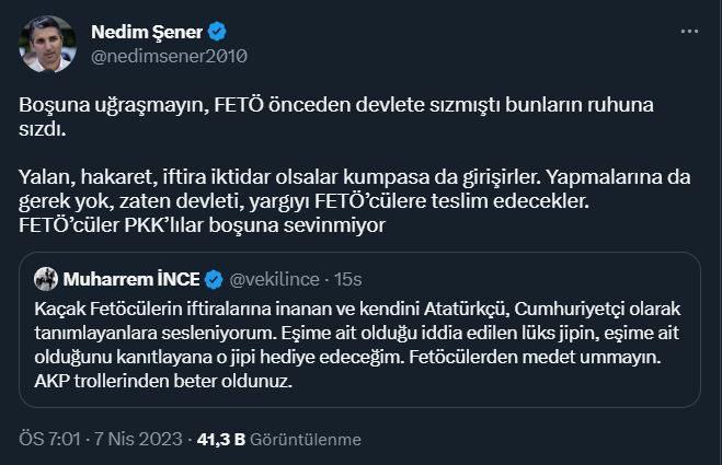 PKK'lı ve FETÖ'cü hesaplardan eşi Ülkü İnce üzerinden Muharrem İnce'ye operasyon