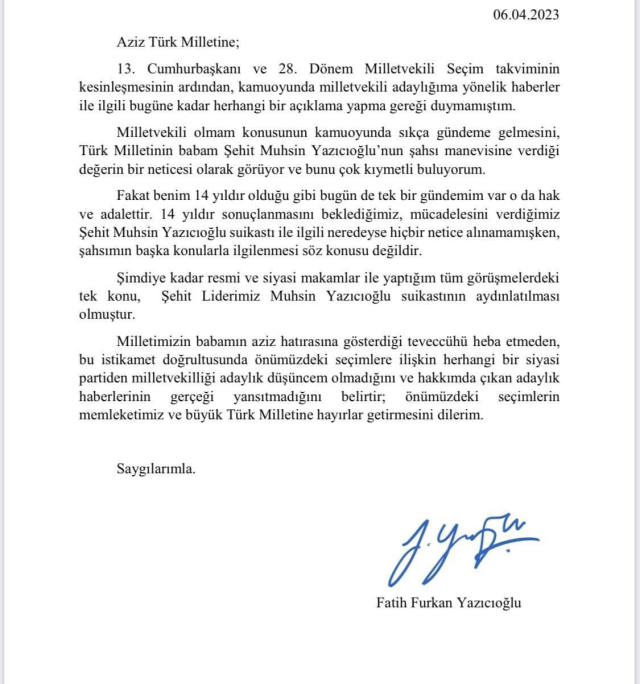 Muhsin Yazıcıoğlu'nun oğlu Furkan Yazıcıoğlu, CHP'dan aday olacağı iddialarını yalanladı