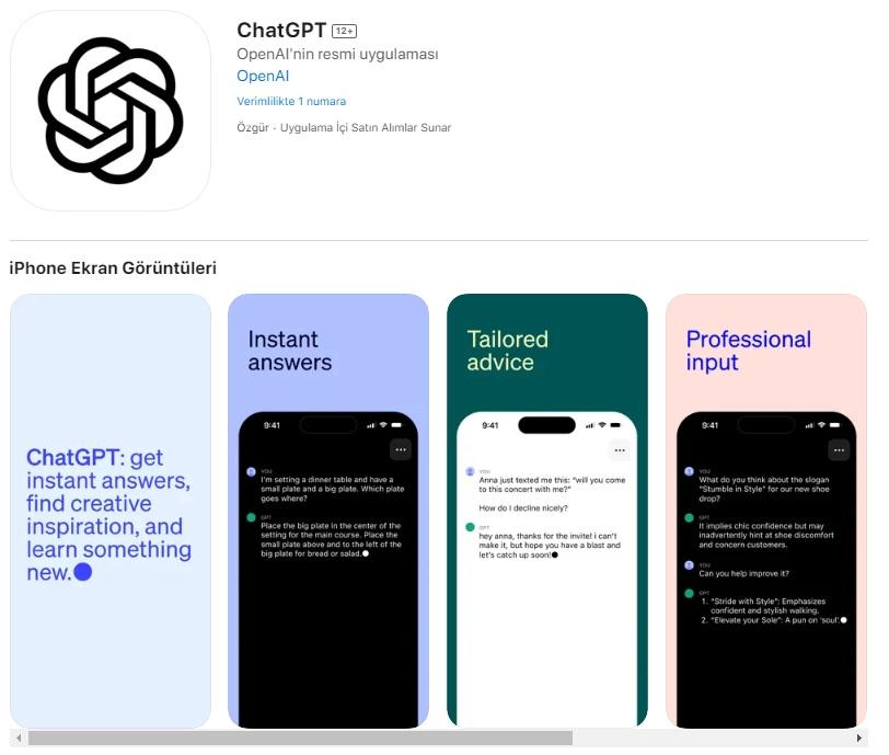 ChatGPT uygulaması, resmi olarak Türkiye'de yayınlandı!