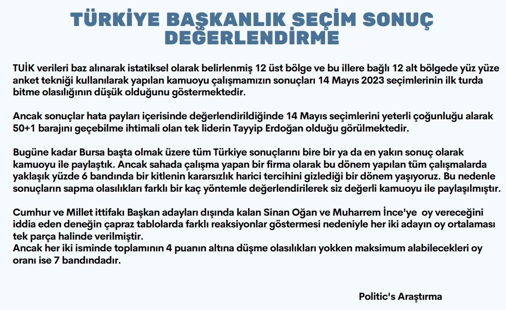 Büyük bütçeli anket şirketleri yanıldı, Bursalı firma seçim sonucunu bildi