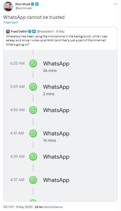 Elon Musk WhatsApp'a 'güvenilemeyeceğini' iddia etti
