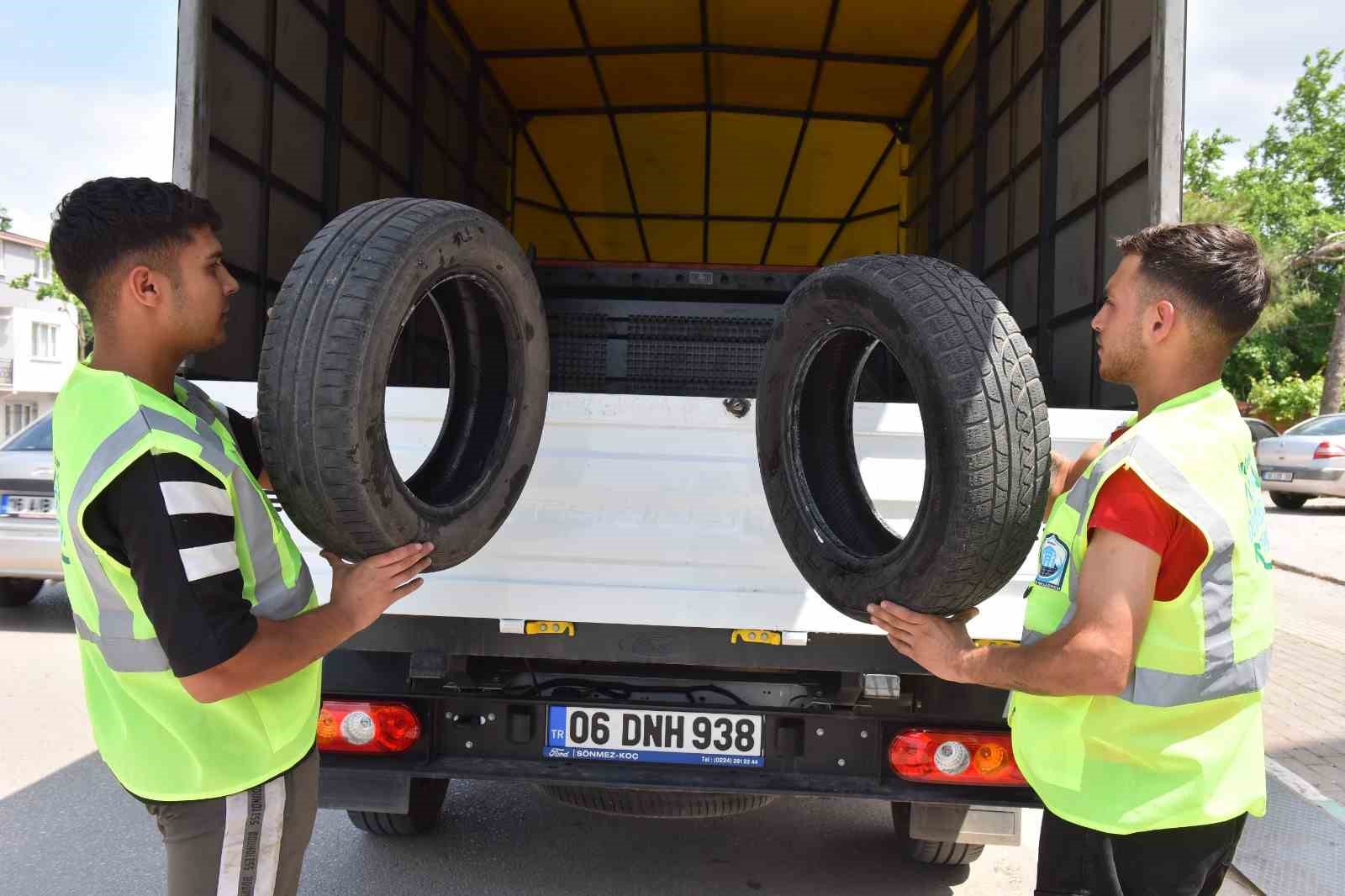 Ömrünü tamamlamış lastikler, ekonomiye kazandırılıyor