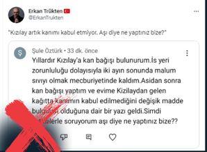 'Kızılay Covid aşısı olanların kan bağışlarını kabul etmiyor' iddiası yalan çıktı