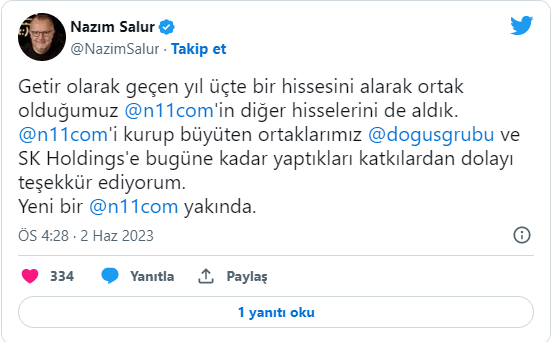 Getir, n11'in tüm hisselerini satın aldı