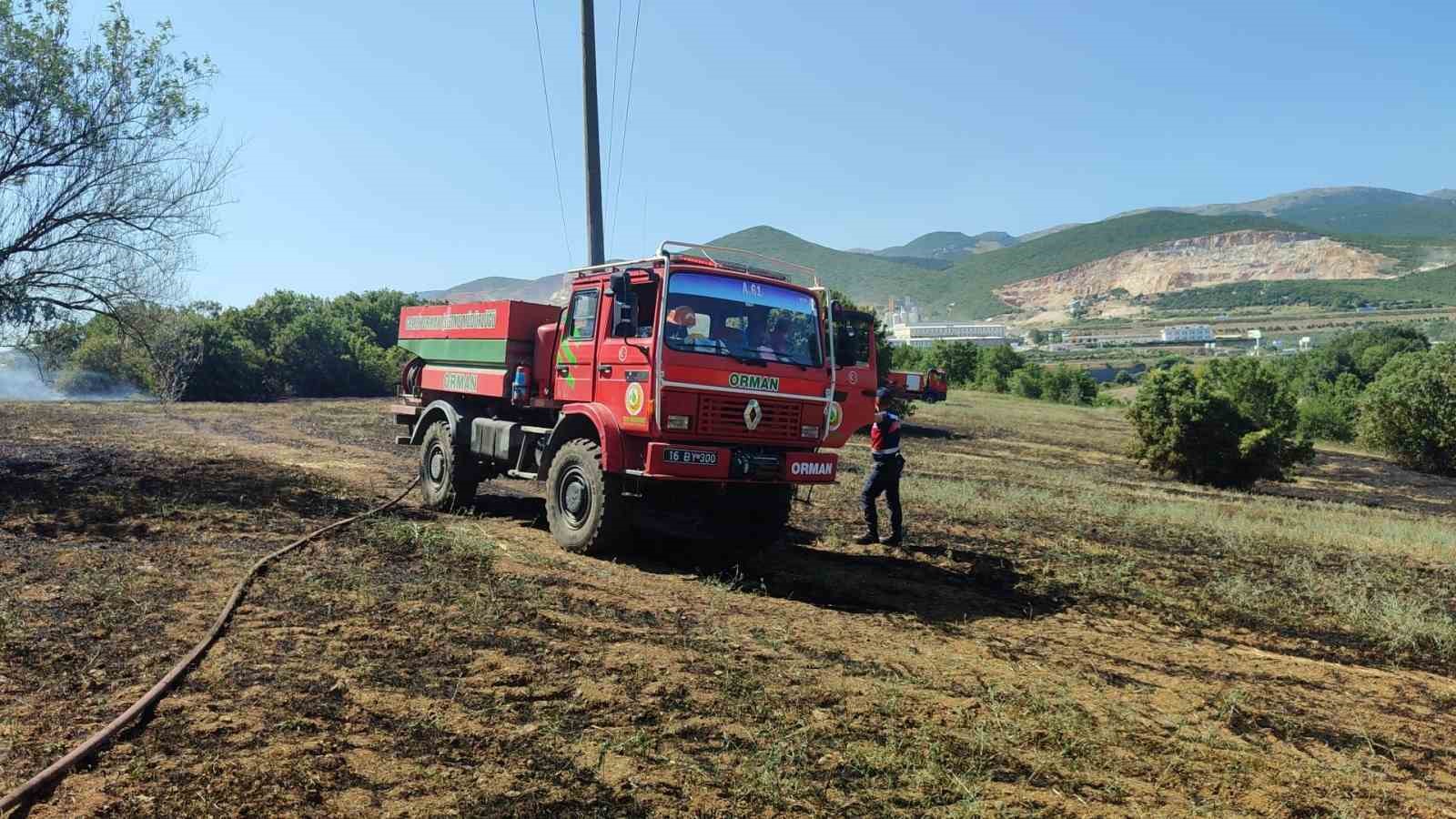 Tarla yangını büyümeden söndürüldü