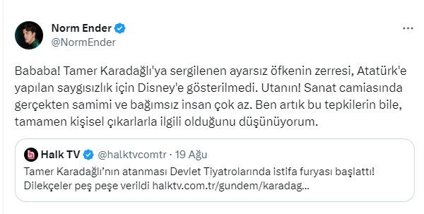 Ünlü rapçi Norm Ender'den istifa tepkisi! Tamer Karadağlı açıklaması