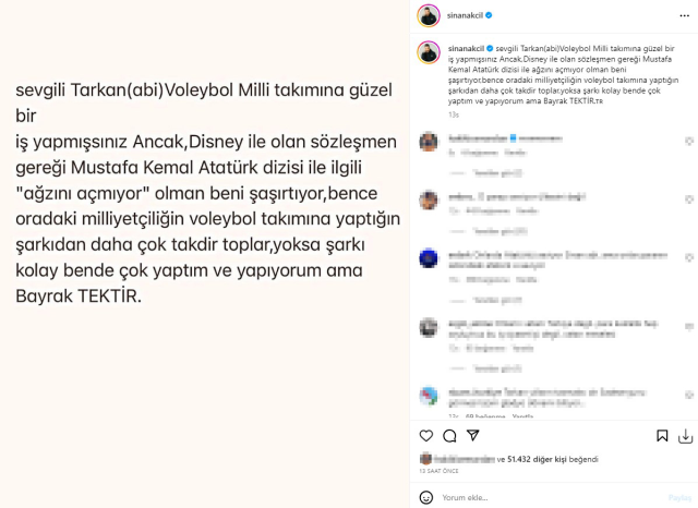 Sinan Akçıl, Disney Plus'ın kararına sessiz kalan Tarkan'ı hedef aldı: Ağzını açmıyorsun