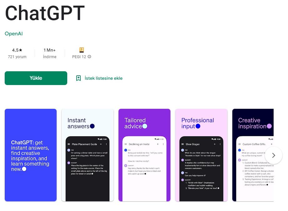 Android için ChatGPT uygulaması Türkiye'de kullanıma sunuldu!
