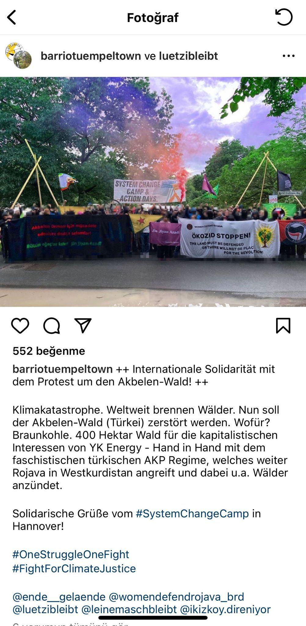 Akbelen protestosuna 'YPG' desteği!