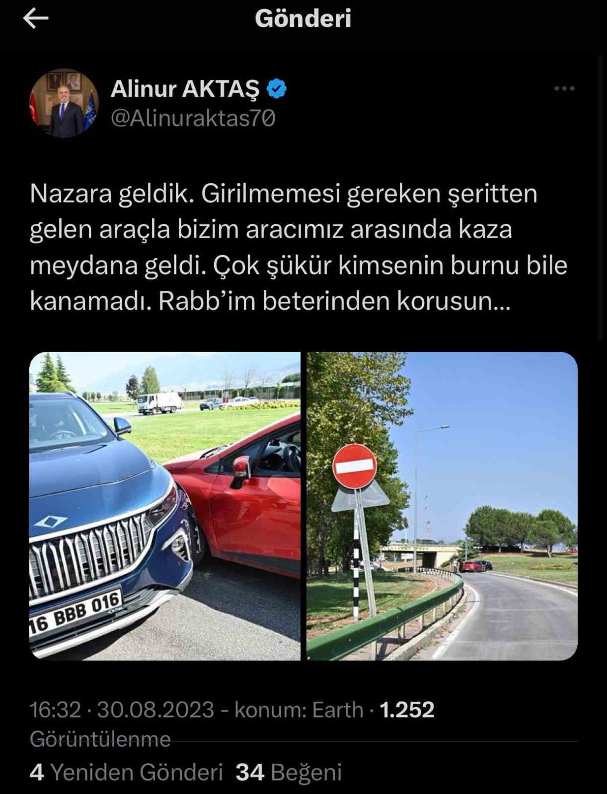 Başkan Aktaş’ın TOGG’u kaza yaptı