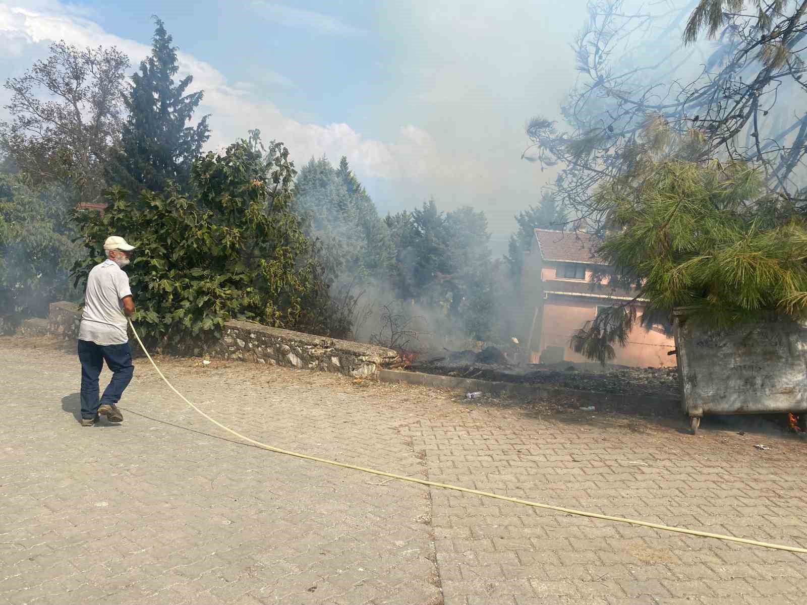 Trafo patladı, ağaçlar ve otluk alan alev aldı