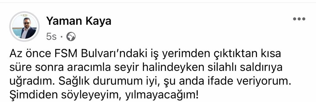 Bursa’da gazeteciye silahlı saldırı