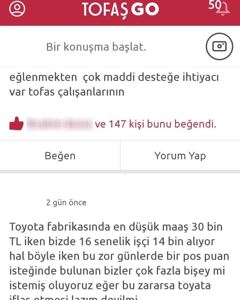 Tofaş’ta Tarkan isyanı: ”Maaşımızda iyileştirme yapın”