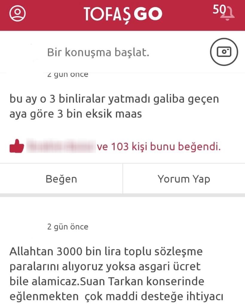 Tofaş’ta Tarkan isyanı: ”Maaşımızda iyileştirme yapın”