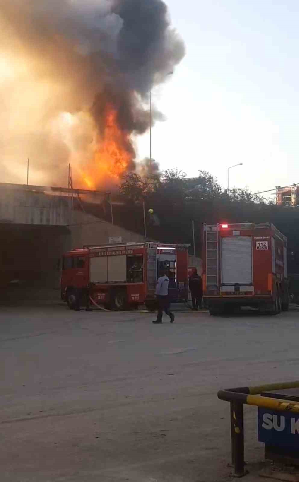 Bursa’da devrilen dorse alevlere teslim oldu, o anlar havadan görüntülendi