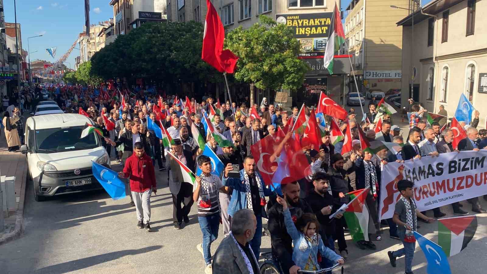 Binlerce İnegöllü Gazze için yürüdü