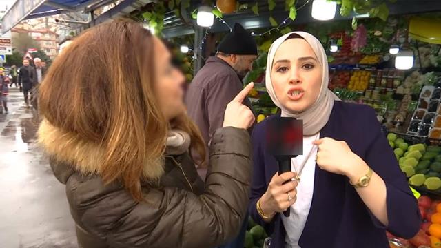Röportaj sırasında muhabirin başörtüsüne yönelik sözler sarf eden kadın gözaltına alındı