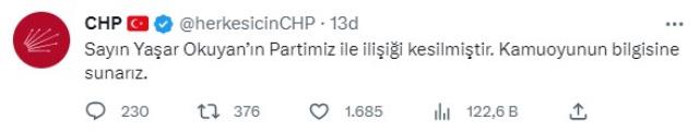 Kılıçdaroğlu ile görüşmesi İYİ Parti'nin tepkisini çekmişti! CHP, Yaşar Okuyan'ın parti ile ilişiğini kesti