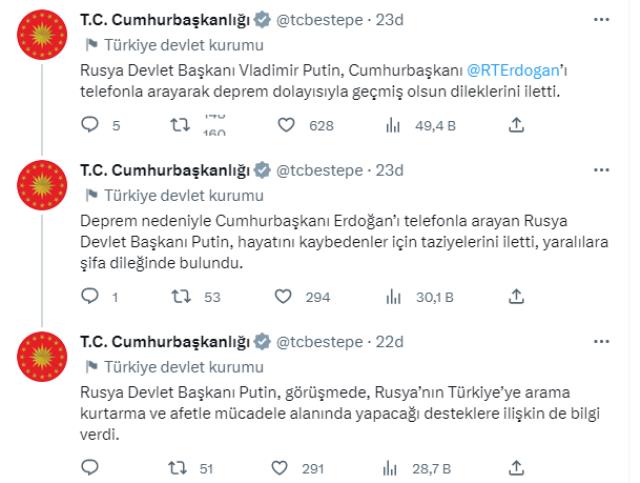 Cumhurbaşkanı Erdoğan'ı arayan Putin, Rusya'nın Türkiye'ye yapacağı desteklere ilişkin bilgi verdi