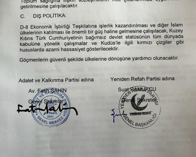 AK Parti ve Yeniden Refah Partisi'nin ittifak protokolü ortaya çıktı! 6284 kanunu şartında yumuşatmaya gidildi