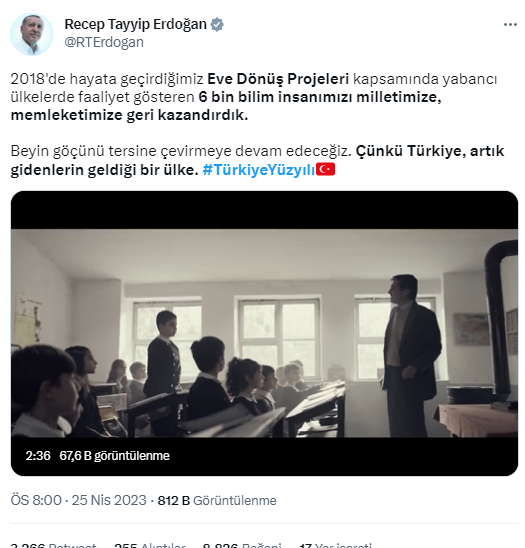 Cumhurbaşkanı Erdoğan'dan dikkat çeken paylaşım: 6 bin bilim insanımızı milletimize, memleketimize geri kazandırdık