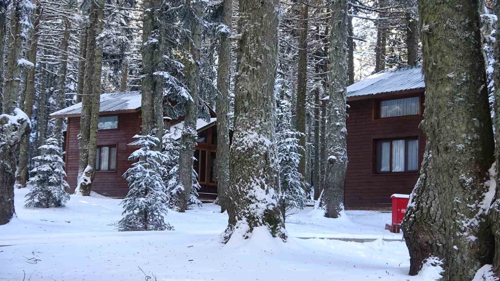 Uludağ’a kar yağdı, Orman Evleri’ne ilgi arttı