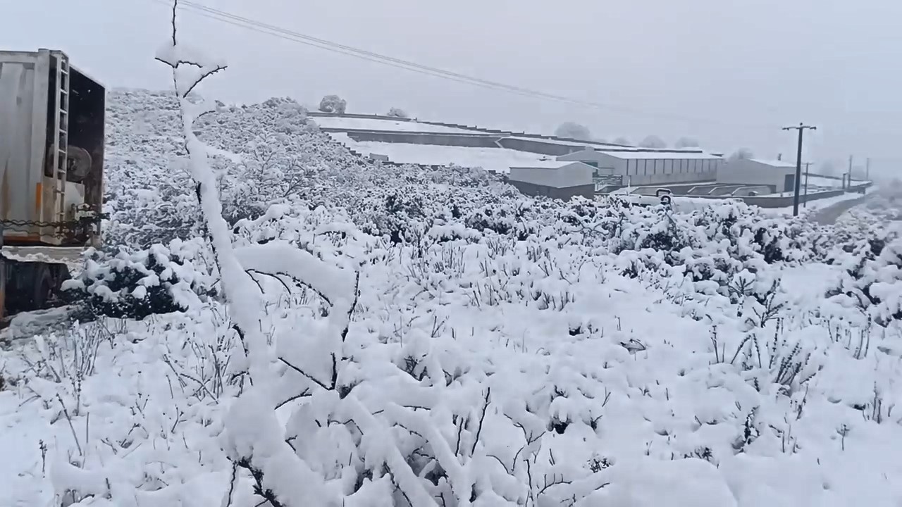 Bursa’da kar yağışı sonrası tırlar yolda kaldı